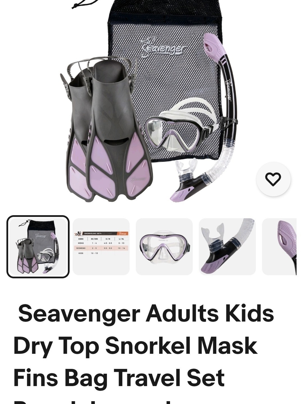 Avenger Kids Pink & Gray Snorkel Set with Fins, Mask & Dry-Top Snorkel